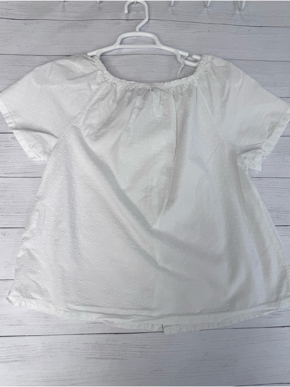 Terzo Millennio Made in Italy White Swiss Dot Cotton Peasant Blouse Medium - Picture 8 of 10